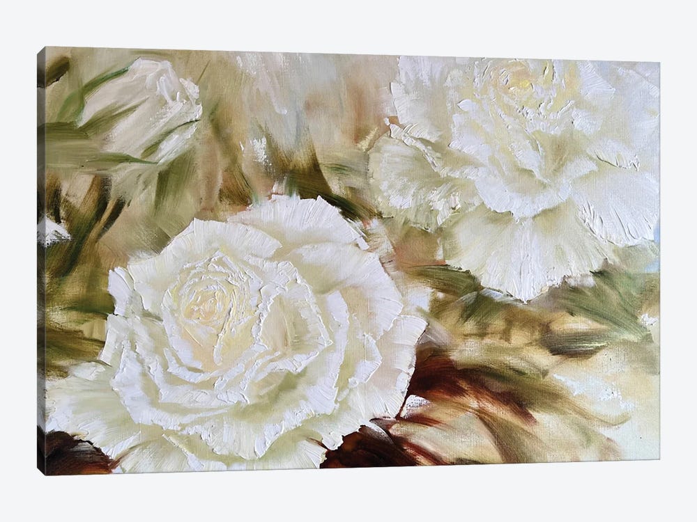 White Roses by Marina Skromova 1-piece Canvas Art
