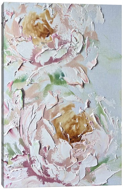 Textured White Peonies Canvas Art Print - Marina Skromova