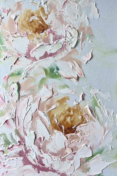 Vertical: Textured White Peonies by Marina Skromova
