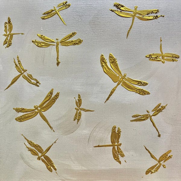 Dragonflies: Gold Dragonflies by Marina Skromova