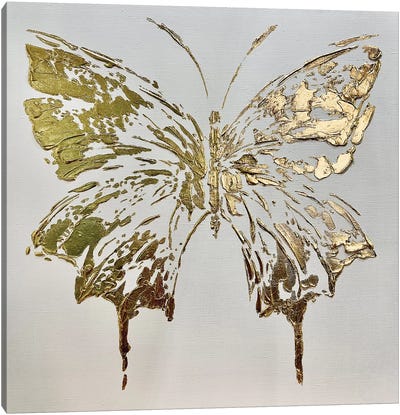 Golden Butterfly X Canvas Art Print - Insect & Bug Art