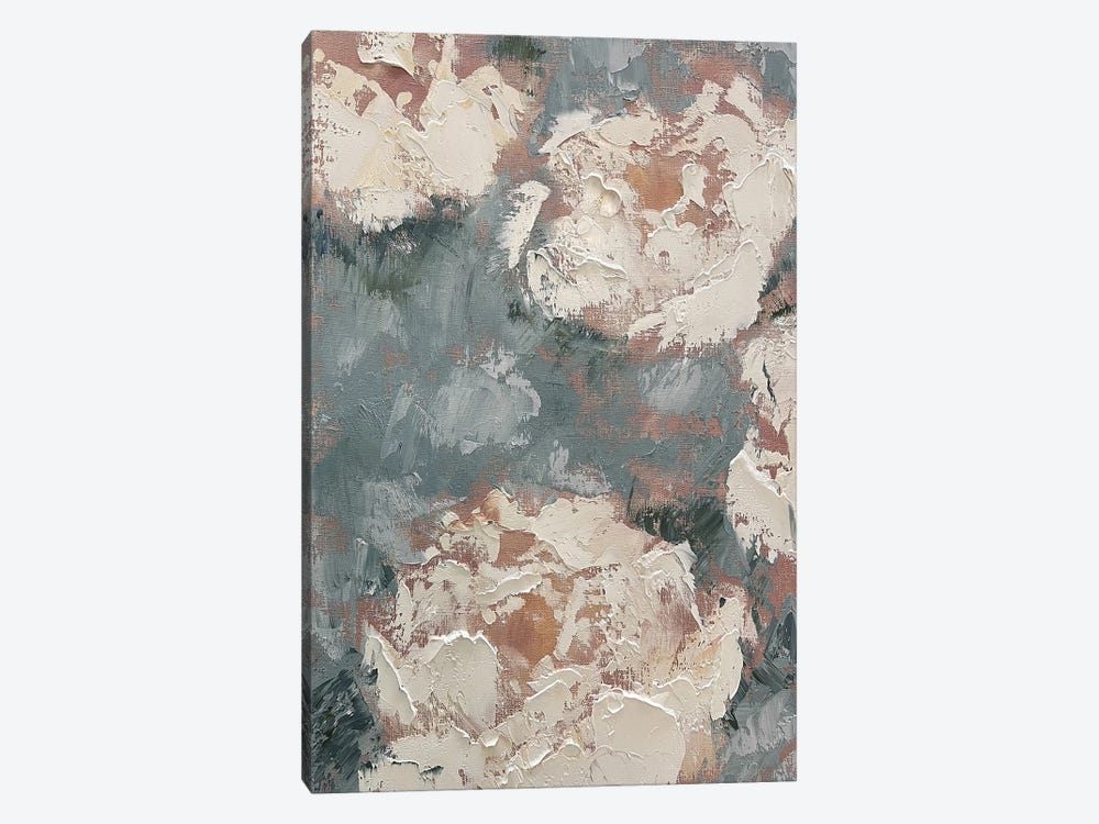 Coral Abstract Flowers On Gray Background by Marina Skromova 1-piece Canvas Print