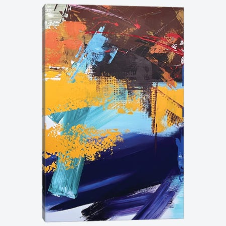 Bright Blue Brown Abstraction Canvas Print #SMV547} by Marina Skromova Canvas Wall Art