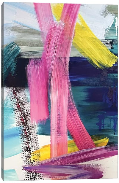 Bright Pink Yellow Abstraction Canvas Art Print - Marina Skromova