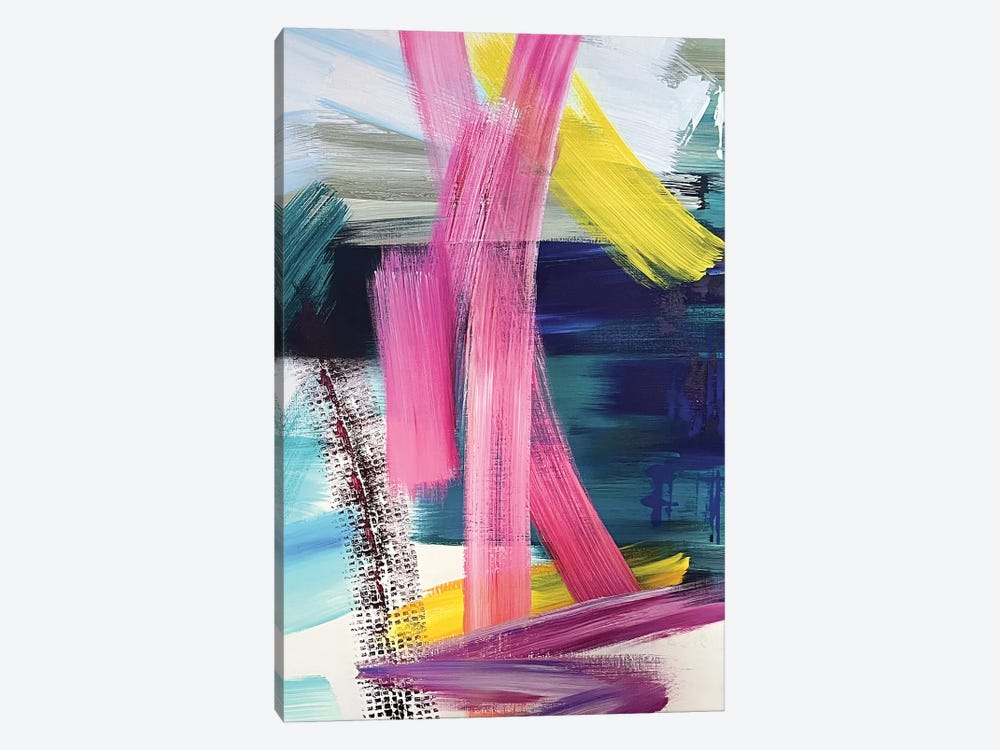 Bright Pink Yellow Abstraction by Marina Skromova 1-piece Canvas Art