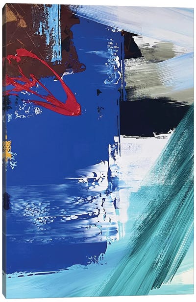 Bright Blue Turquoise Abstraction Canvas Art Print - Marina Skromova