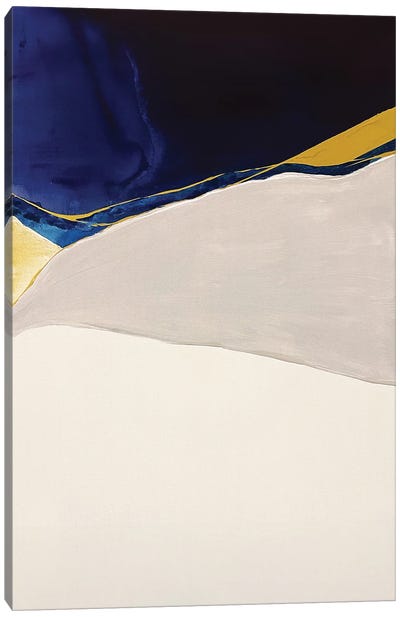 Blue White And Gold Abstract Canvas Art Print - Marina Skromova