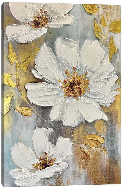Golden Potal Flowers Canvas Art Print - Marina Skromova