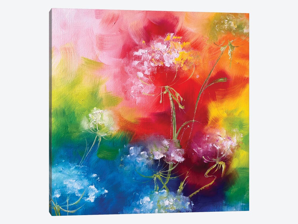 Rainbow Flower Swirl by Marina Skromova 1-piece Canvas Artwork