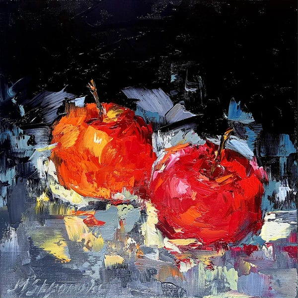 Giclee Features: Apples On Black. by Marina Skromova