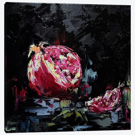 Pomegranate On Black. Canvas Print #SMV575} by Marina Skromova Canvas Art Print
