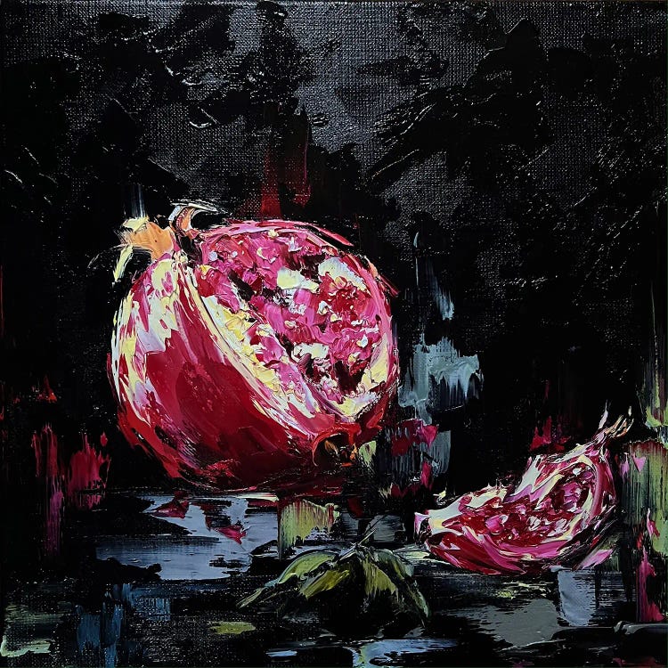 Pomegranate On Black.