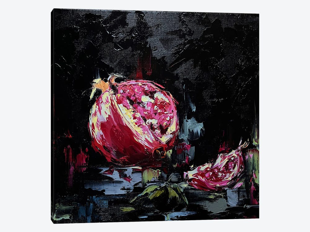 Pomegranate On Black. by Marina Skromova 1-piece Canvas Wall Art