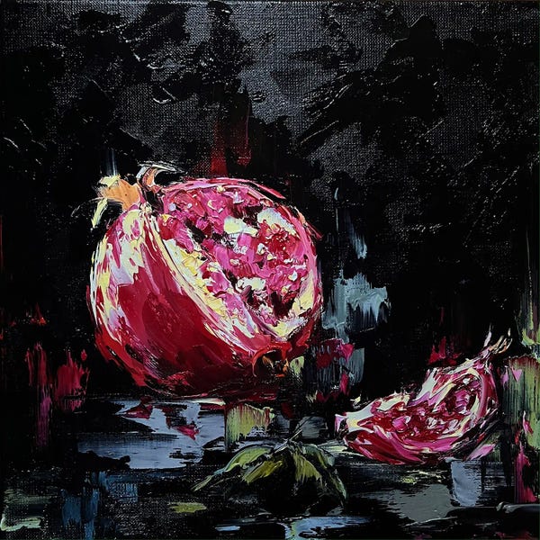Giclee Features: Pomegranate On Black. by Marina Skromova