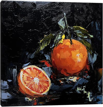 Oranges On Black. Canvas Art Print - Marina Skromova