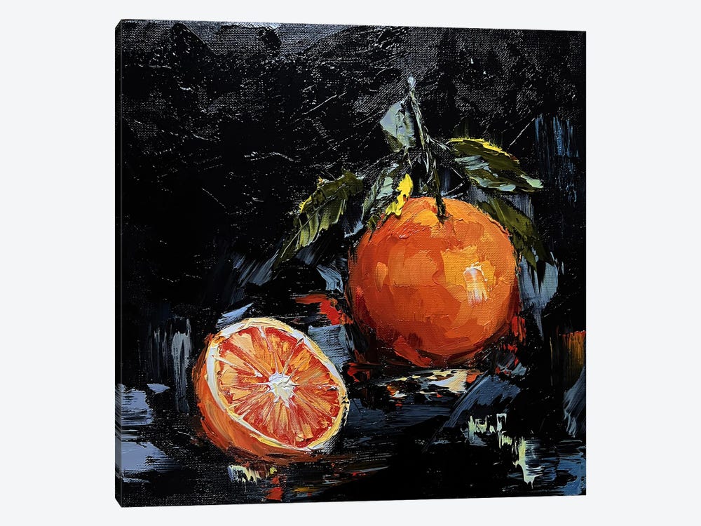 Oranges On Black. by Marina Skromova 1-piece Canvas Wall Art