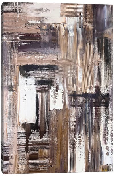 White-Brown Embossed Abstraction. Canvas Art Print - Marina Skromova