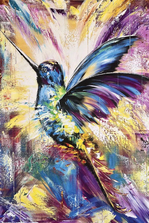 Bird Of Paradise Hummingbird In Flight by Marina Skromova wall art