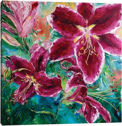 Luxurious Inflorescences Of Lilies Canvas Art Print - Lily Art