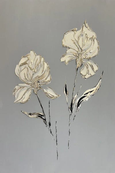 Irises: White Irises On Gray by Marina Skromova