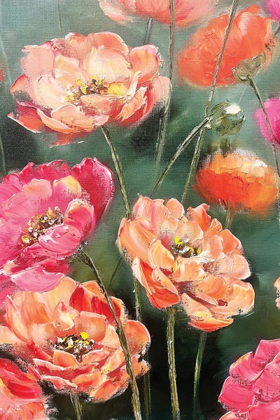 Large Floral & Botanical Art - Canvas Prints: Charming Vibrant Flowers by Marina Skromova