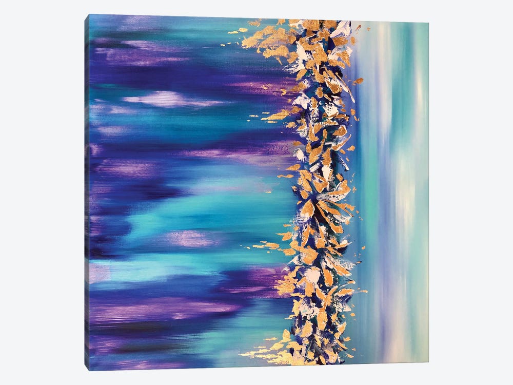 Golden Flowers In The Northern Lights by Marina Skromova 1-piece Canvas Print