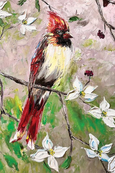 All Greens - Canvas Prints: Bright Bird In Flowers by Marina Skromova