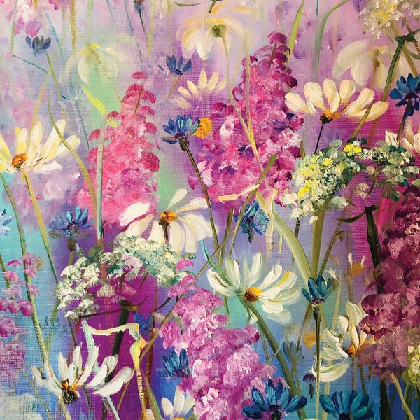 Daisies: Magenta Garden by Marina Skromova