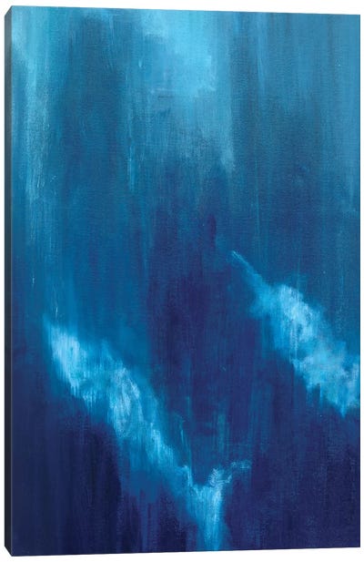 Azul Profundo Triptych I Canvas Art Print - Black, White & Blue Art