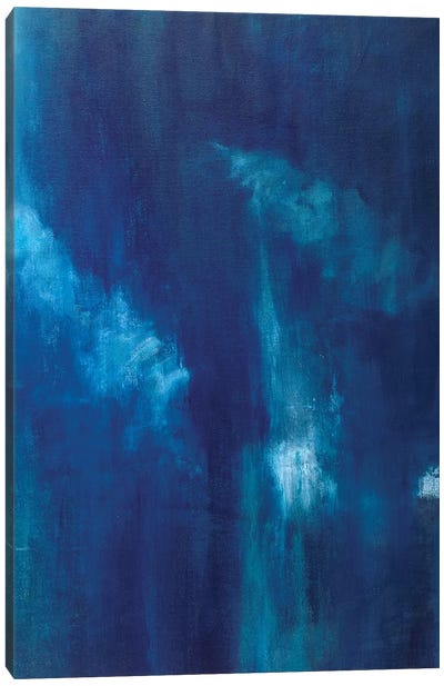 Azul Profundo Triptych III Canvas Art Print - Black, White & Blue Art