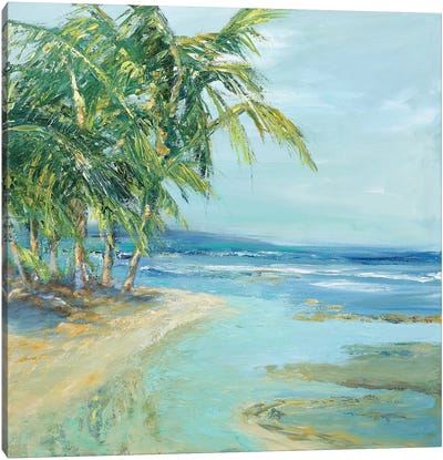 Blue Coastal Lagoon Canvas Art Print - Tropical Beach Art