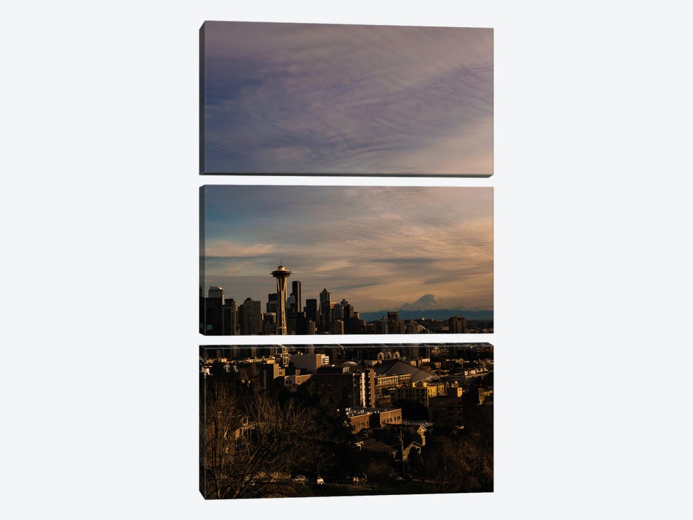 Seattle Skyline by Sean Marier 3-piece Canvas Art Print