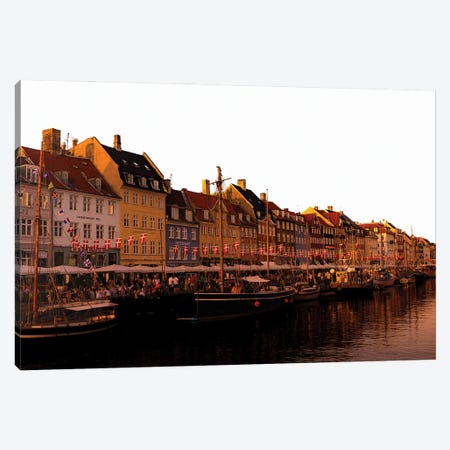 Sunset On Nyhavn, Copenhagen Canvas Print #SMX29} by Sean Marier Canvas Artwork