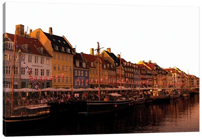 Sunset On Nyhavn, Copenhagen Canvas Art Print - Copenhagen Art