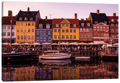 Reflection On Nyhavn, Copenhagen Canvas Art Print - Copenhagen Art