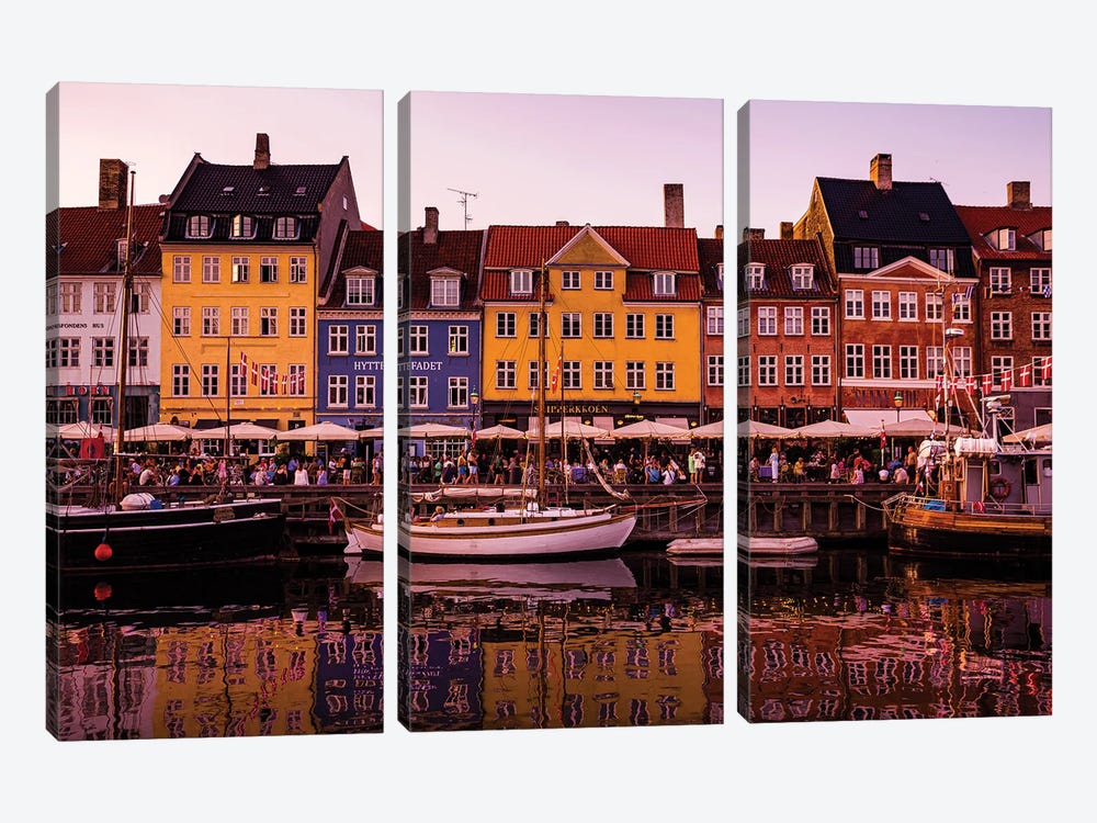 Reflection On Nyhavn, Copenhagen by Sean Marier 3-piece Canvas Artwork