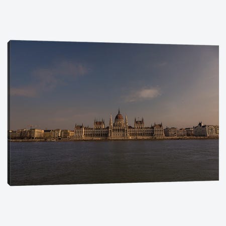 Hungarian Parliament On The Danube, Budapest Canvas Print #SMX372} by Sean Marier Art Print