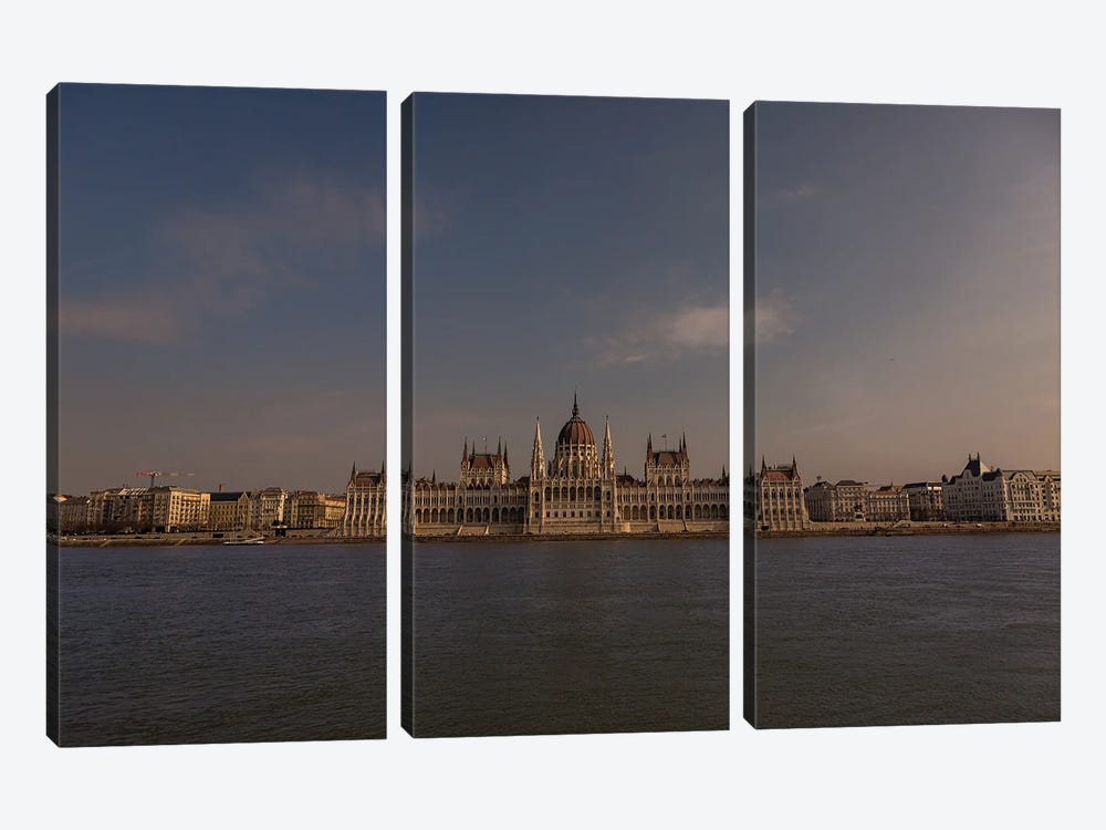 Hungarian Parliament On The Danube, Budapest by Sean Marier 3-piece Canvas Art