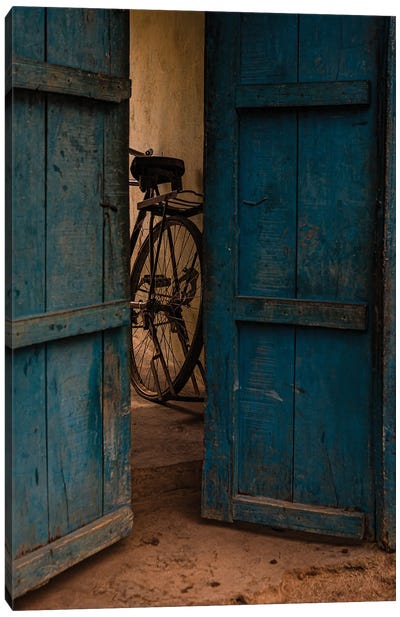 Behind Blue Doors (Alipura, India) Canvas Art Print - India Art