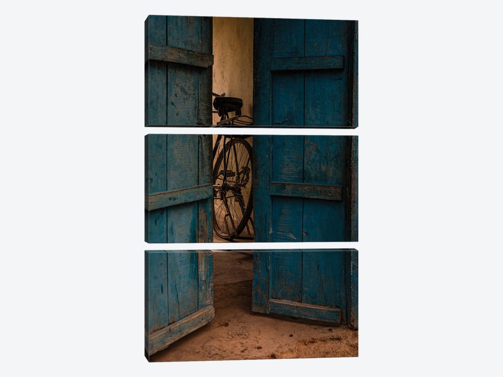Behind Blue Doors (Alipura, India) by Sean Marier 3-piece Art Print