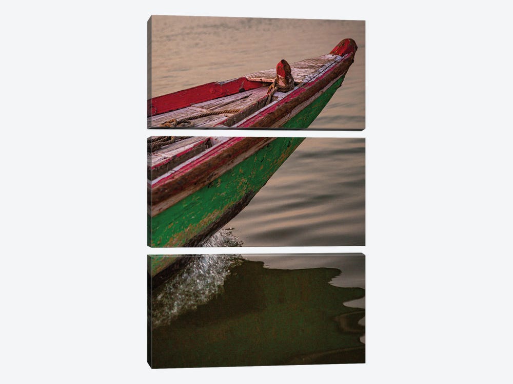 Wooden Boat On The Ganges (Varanasi, India) by Sean Marier 3-piece Canvas Art Print