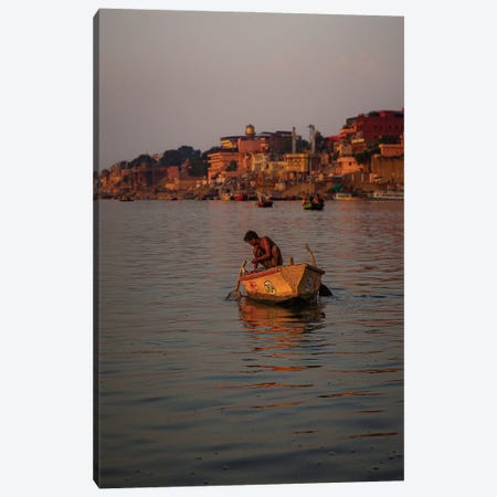 Ganges Fisherman (Varanasi, India) Canvas Print #SMX493} by Sean Marier Canvas Artwork