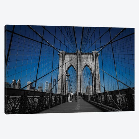 Blue Skies, Brooklyn Bridge (NYC) Canvas Print #SMX590} by Sean Marier Canvas Art Print