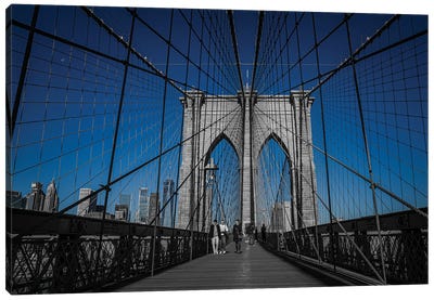 Blue Skies, Brooklyn Bridge (NYC) Canvas Art Print - Brooklyn Art