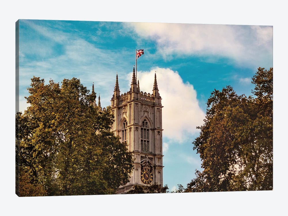 Union Jack Over Westminster Abbey, London by Sean Marier 1-piece Canvas Print