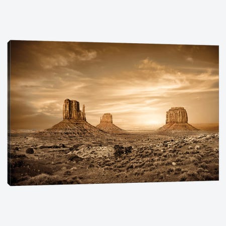Monument Valley Golden Sunset Canvas Print #SMZ101} by Susan Schmitz Canvas Print