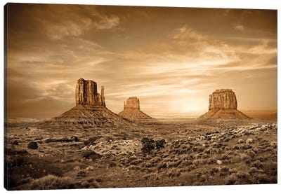 Monument Valley Golden Sunset Canvas Art Print - Valley Art