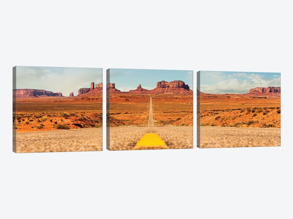 Open Road In Southwest United States by Susan Richey 3-piece Canvas Print