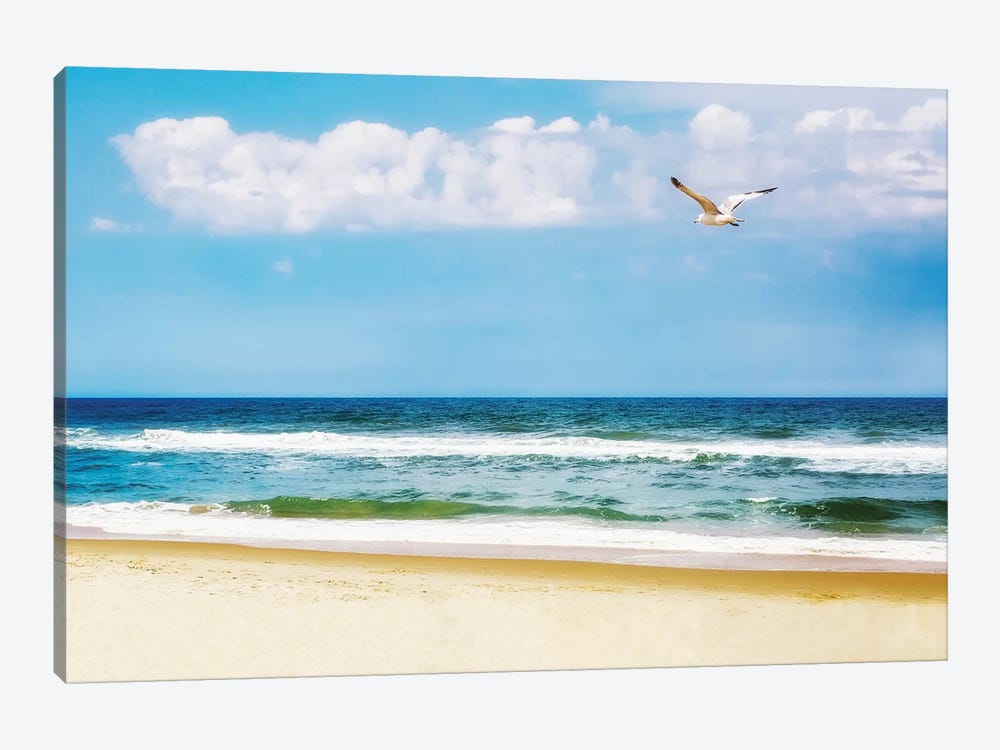 Peaceful Beach With Seagull Soaring II by Susan Richey 1-piece Canvas Art