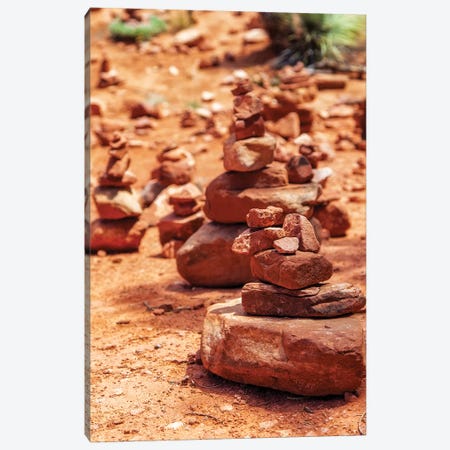 Red Rock Piles Marking Vortex In Sedona Canvas Print #SMZ125} by Susan Richey Canvas Artwork